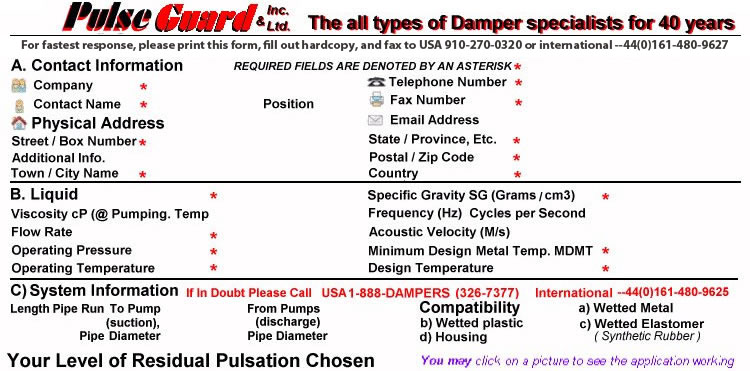 Pulsation Dampener RFQ Form